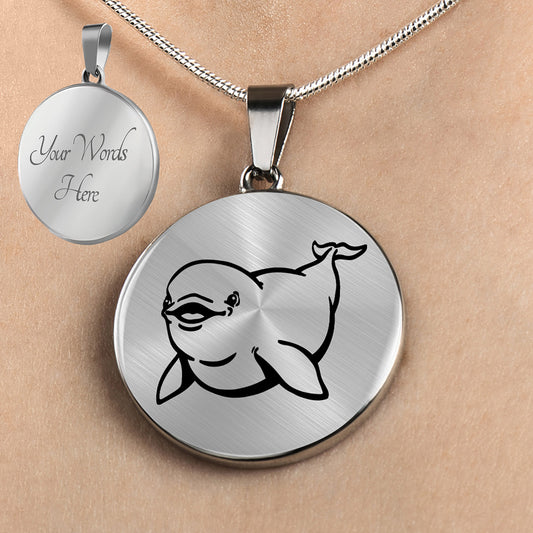 Personalized Beluga Whale Necklace, Beluga Gift