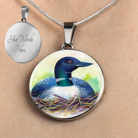 Personalized Loon Necklace, Loon Gift, Loon Jewelry, Aquatic Bird Gift