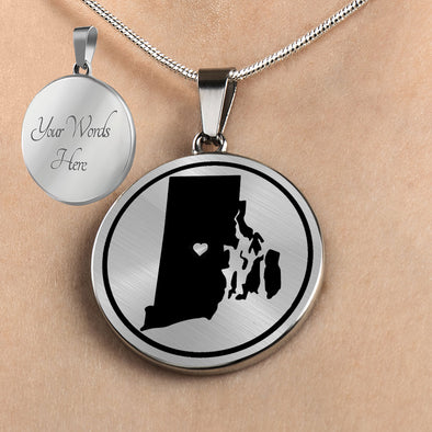 Personalized Rhode Island State Necklaces