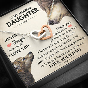 To My Amazing Daughter - Interlocking Heart Necklace