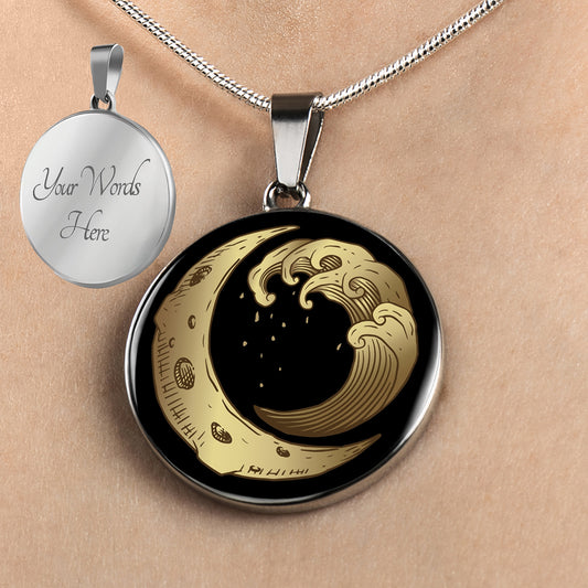 Personalized Moon Tides Necklace, Crescent Moon Necklace