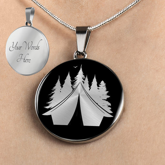 Personalized Camping Necklace, Camping Tent Jewelry, Camping Gift