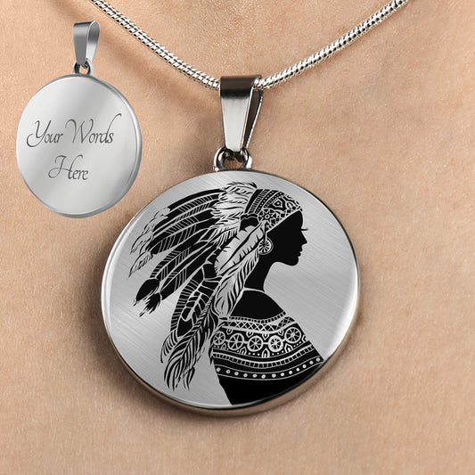 Personalized Native American Woman Necklace, Native American Jewelry