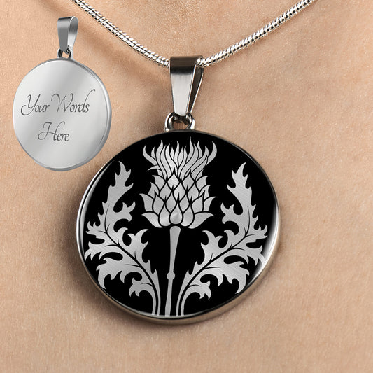 Personalized Thistle Necklace, Thistle Jewelry