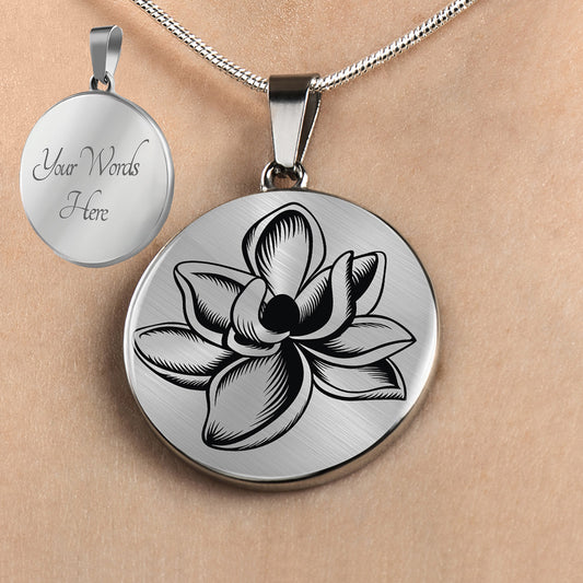 Personalized Magnolia Necklace, Magnolia Jewelry, Magnolia Gift, Magnolia Jewelry