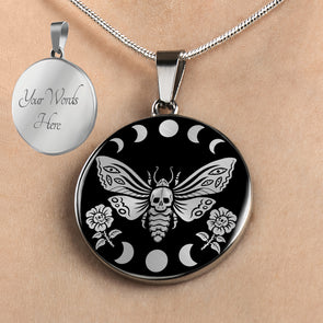 Personalized Death's Head Hawk Moth Necklace, Hawk Moth Jewelry