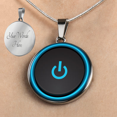 Personalized Power Button Necklace, Start Button Jewelry, On/off Necklace