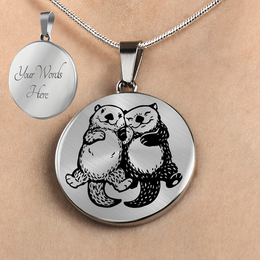 Personalized Sea Otter Couple Necklace