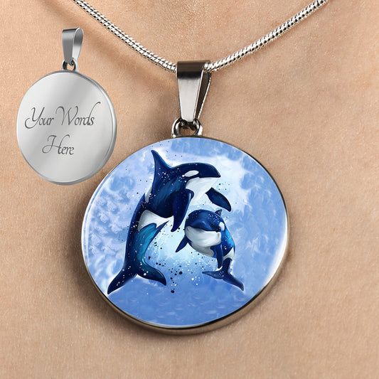 Personalized Killer Whale Necklace, Orca Necklace