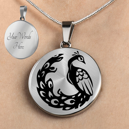 Personalized Peacock Necklace, Peacock Gift