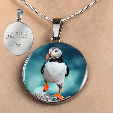 Personalized Atlantic Puffin Necklace, Puffin Jewelry