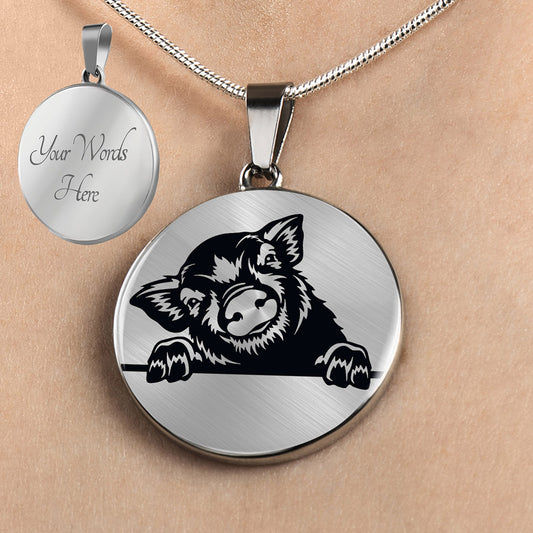 Personalized Pig Necklace, Pig Jewelry, Pig Gift
