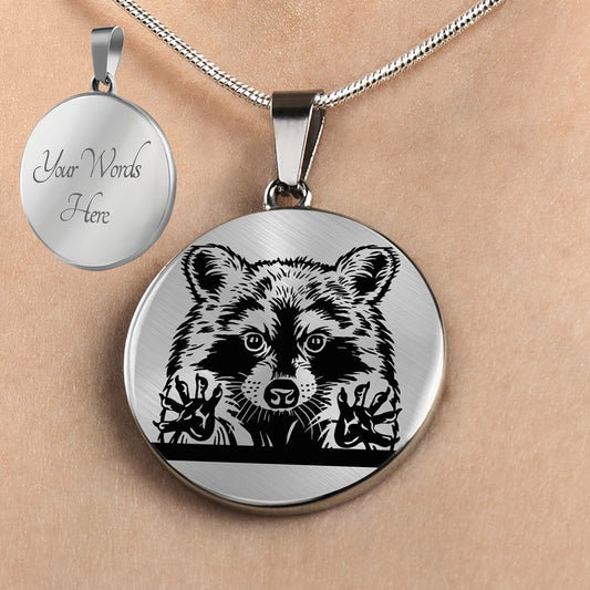 Personalized Raccoon Necklace, Raccoon Jewelry, Raccoon Pendant, Raccoon Gift
