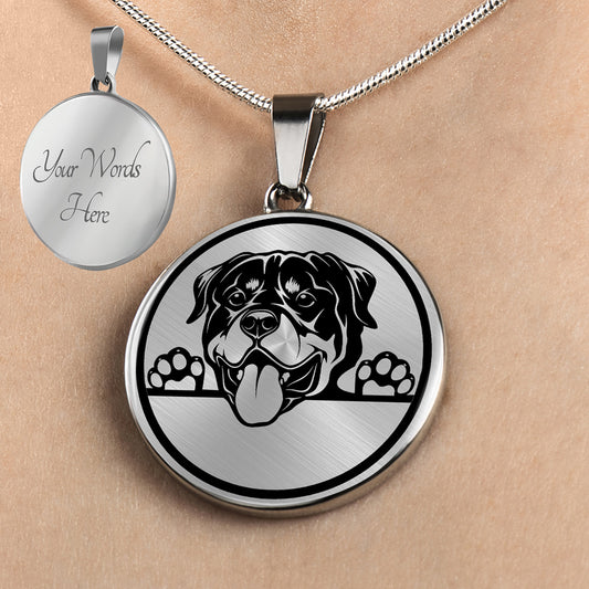 Personalized Rottweiler Necklace, Rottweiler Jewelry, Rottweiler Gift