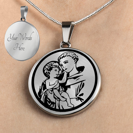 Personalized Saint Anthony Necklace, Catholic Necklace, Religious Necklace