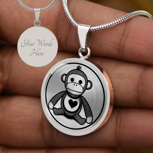 Personalized Sock Monkey Necklace