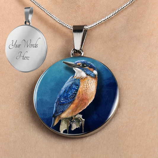 Personalized Kingfisher Necklace, Kingfisher Jewelry, Blue Bird Necklace