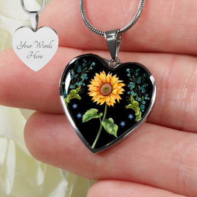 Personalized Sunflower Necklace, Sunflower Gift, Sunflower Pendant