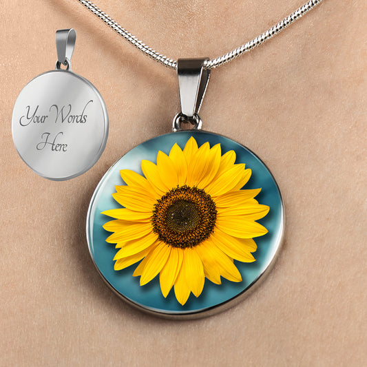Personalized Sunflower Necklace, Sunflower Jewelry