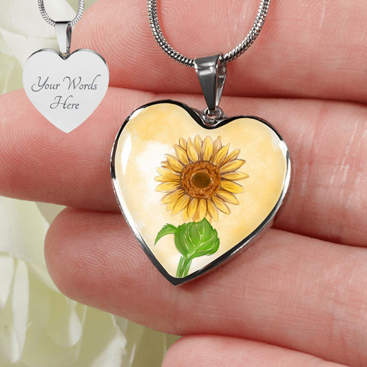Personalized Sunflower Necklace, Sunflower Jewelry