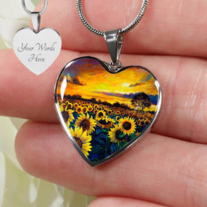 Personalized Sunflower Necklace, Sunflower Jewelry, Sunflower Gift