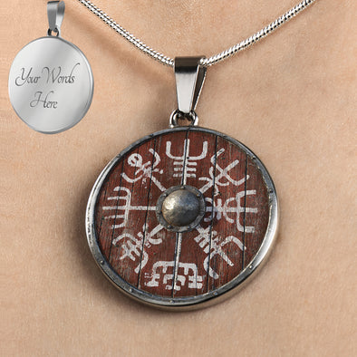Personalized Viking Shield Necklace, Vegvisir Necklace