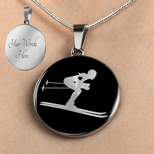 Personalized Women's Skiing Necklace, Ski Jewelry, Gift For Skiers