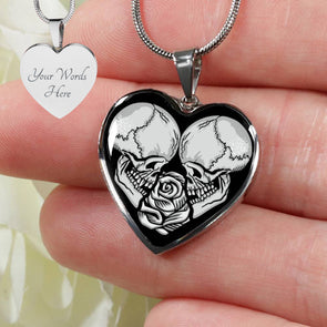 Personalized Skull Love Necklace, Skull Jewelry, Skull Gift