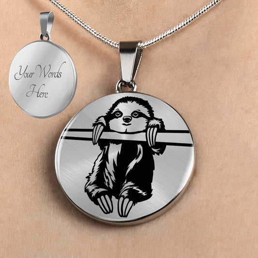 Personalized Sloth Necklace, Sloth Jewelry, Sloth Gift