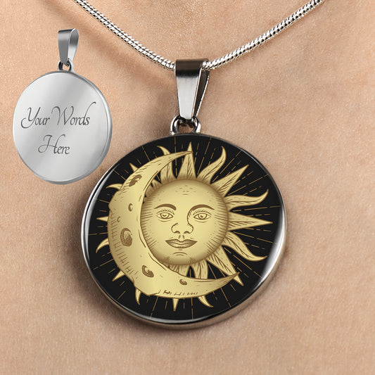 Personalized Sun & Moon Necklace, Sun & Moon Jewelry