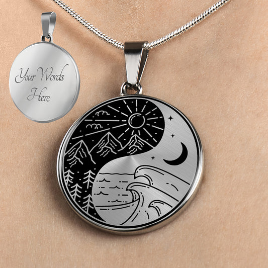 Personalized Yin Yang Necklace, Sun & Moon Necklace