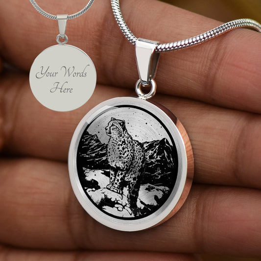 Personalized Snow Leopard Necklace