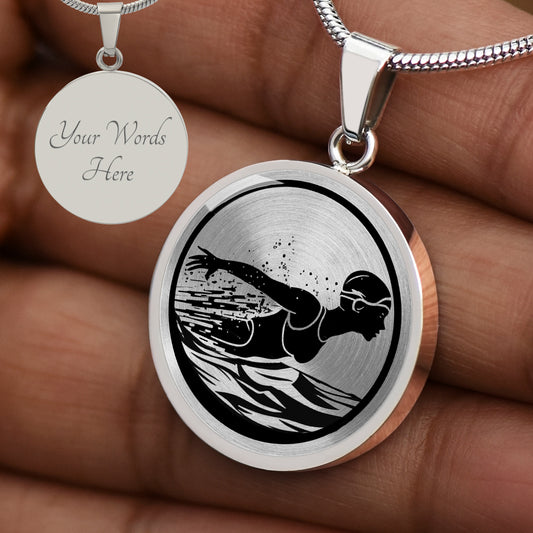 Personalized Women's Swimming Necklace, Swimmer Gift