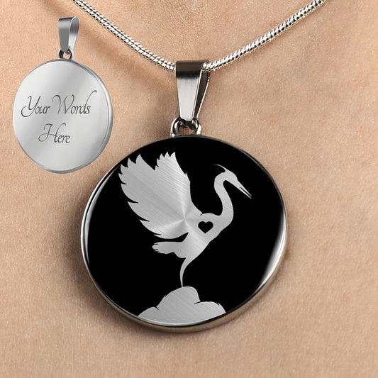 Personalized Heron Necklace, Heron Gift, Bird Jewelry