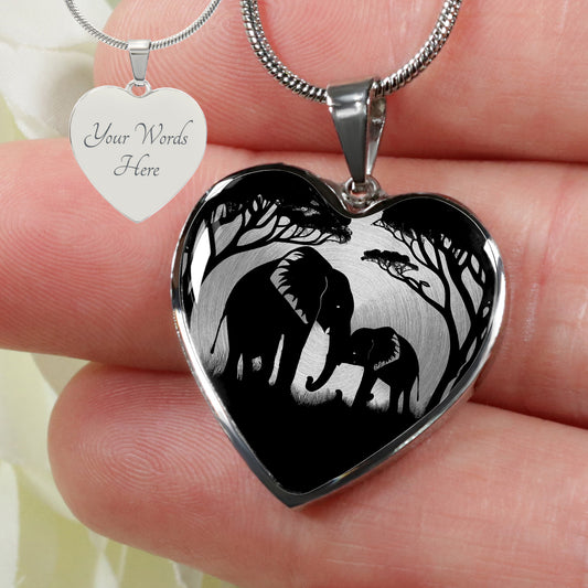 Personalized Elephant Family Necklace