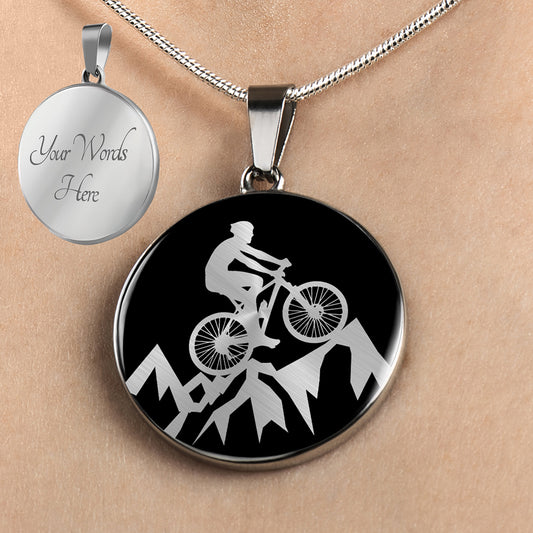Personalized Mountain Bike Necklace, Mountain Bike Jewelry