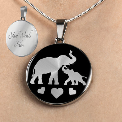 Personalized Elephant Mother Necklace, Mother's Day Necklace