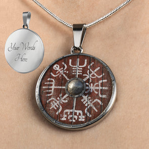 Personalized Viking Shield Necklace, Vegvisir Necklace, Shieldmaiden Necklace