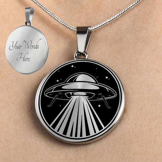 Personalized UFO Necklace, UFO Gift, Spaceship Necklace