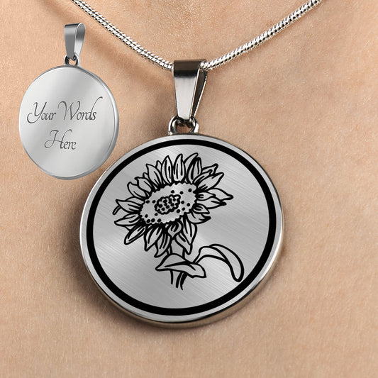 Personalized Kansas State Flower Necklace, Sunflower Jewelry
