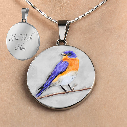 Personalized Eastern Blue Bird Necklace, Blue Bird Gifts