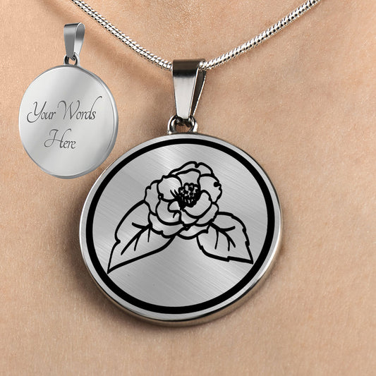 Personalized Alabama State Flower Necklace, Camellia Jewelry