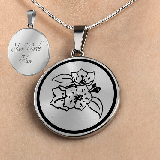 Personalized Connecticut State Flower Necklace, Mountain Laurel Jewelry