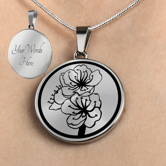 Personalized Delaware State Flower Necklace, Peach Blossom Jewelry