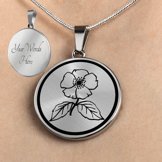 Personalized Georgia State Flower Necklace, Cherokee Rose Jewelry