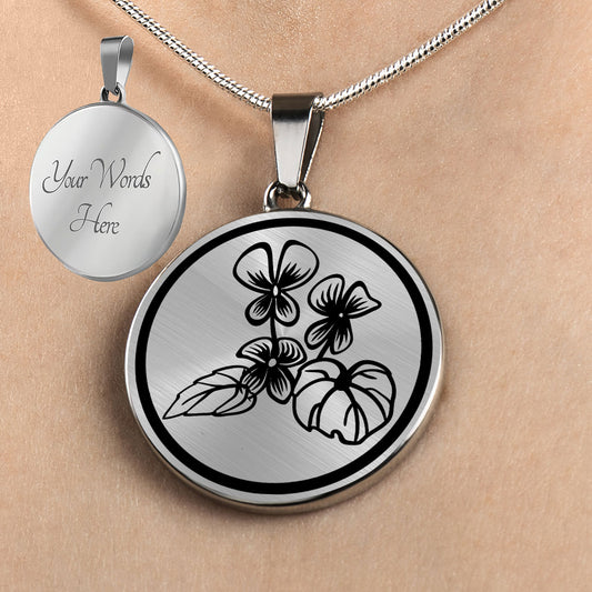 Personalized Illinois State Flower Necklace, Violet Jewelry