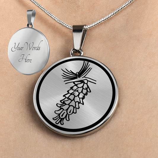 Personalized Maine State Flower Necklace, White Pine Cone Jewelry