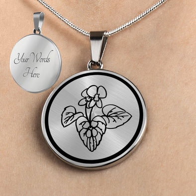 Personalized New Jersey State Flower Necklace, Violet Jewelry