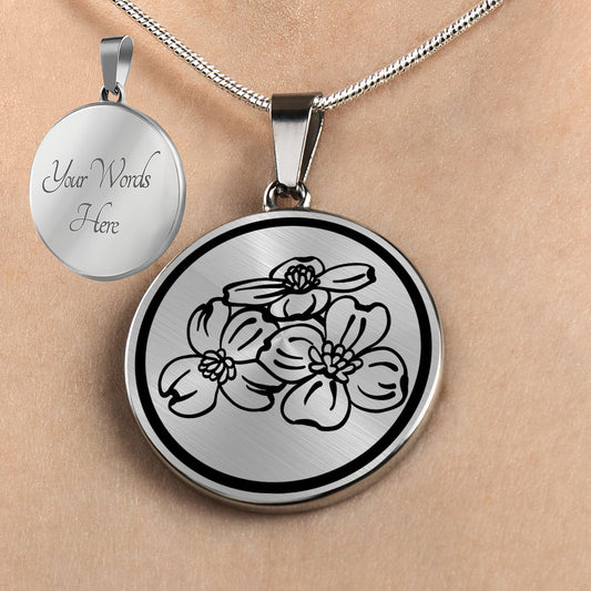 Personalized North Carolina State Flower Necklace, Flowering Dogwood Jewelry