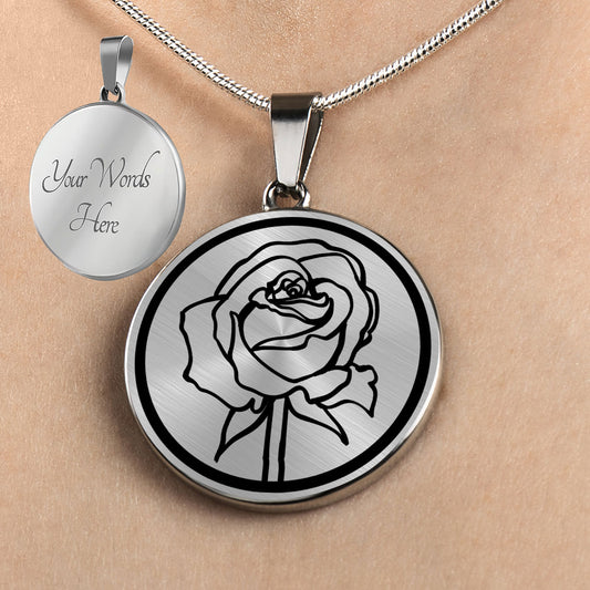 Personalized New York State Flower Necklace, Rose Jewelry